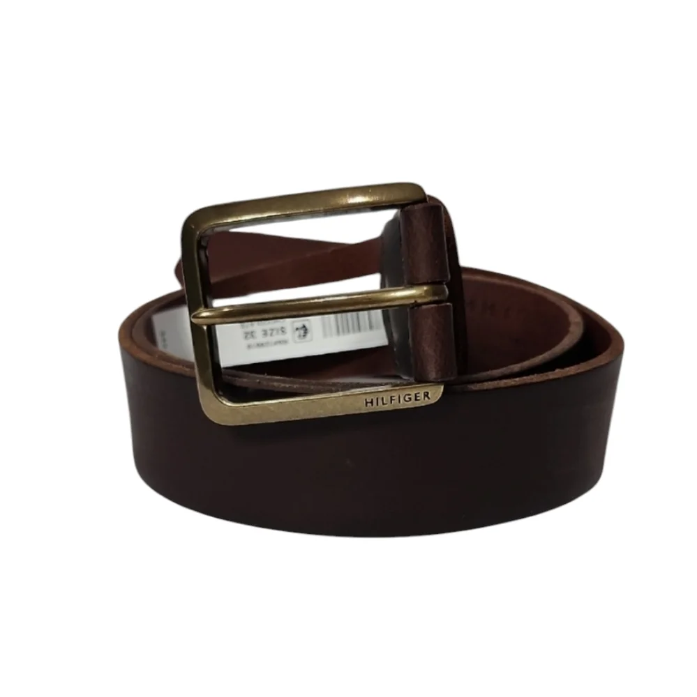 Tommy Hilfiger Men's Brown Chocolate Leather Belt Size 32 NWT‎